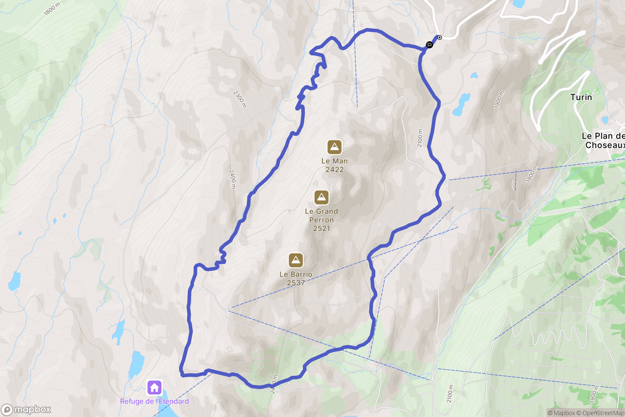 Saint-Sorlin-d'Arves : carte du parcours de randonnée - France