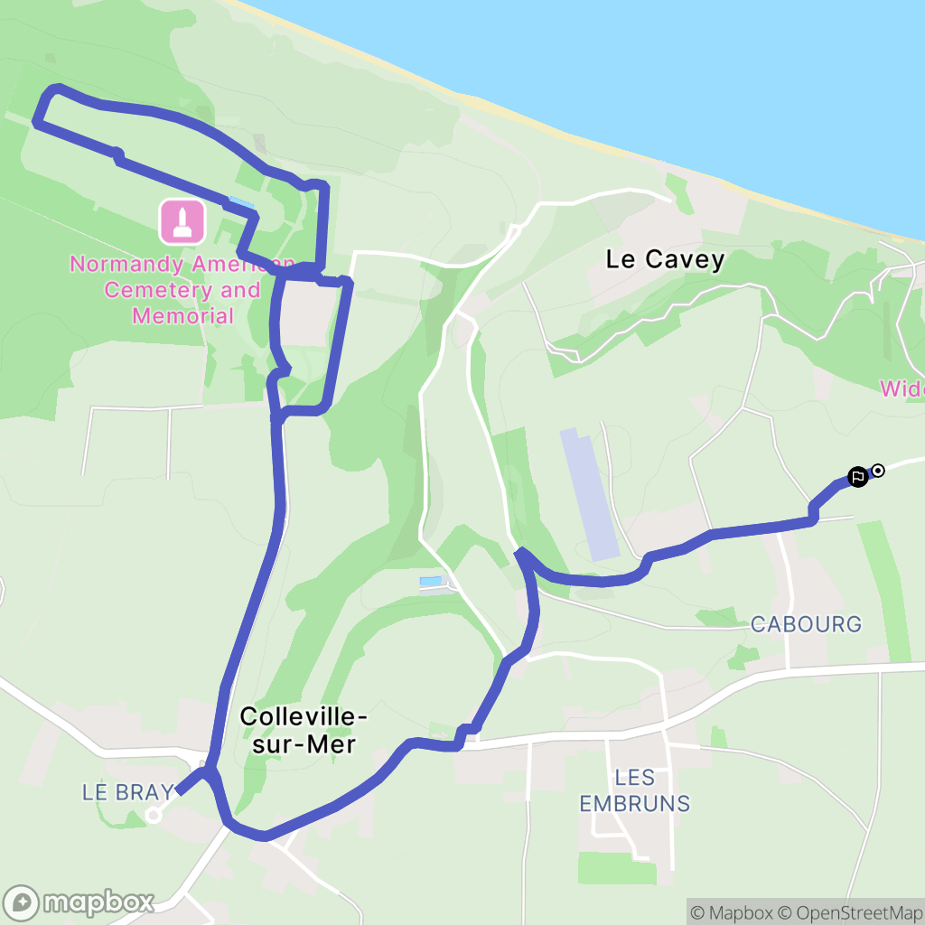 Colleville-sur-Mer : carte du parcours de randonnée - France