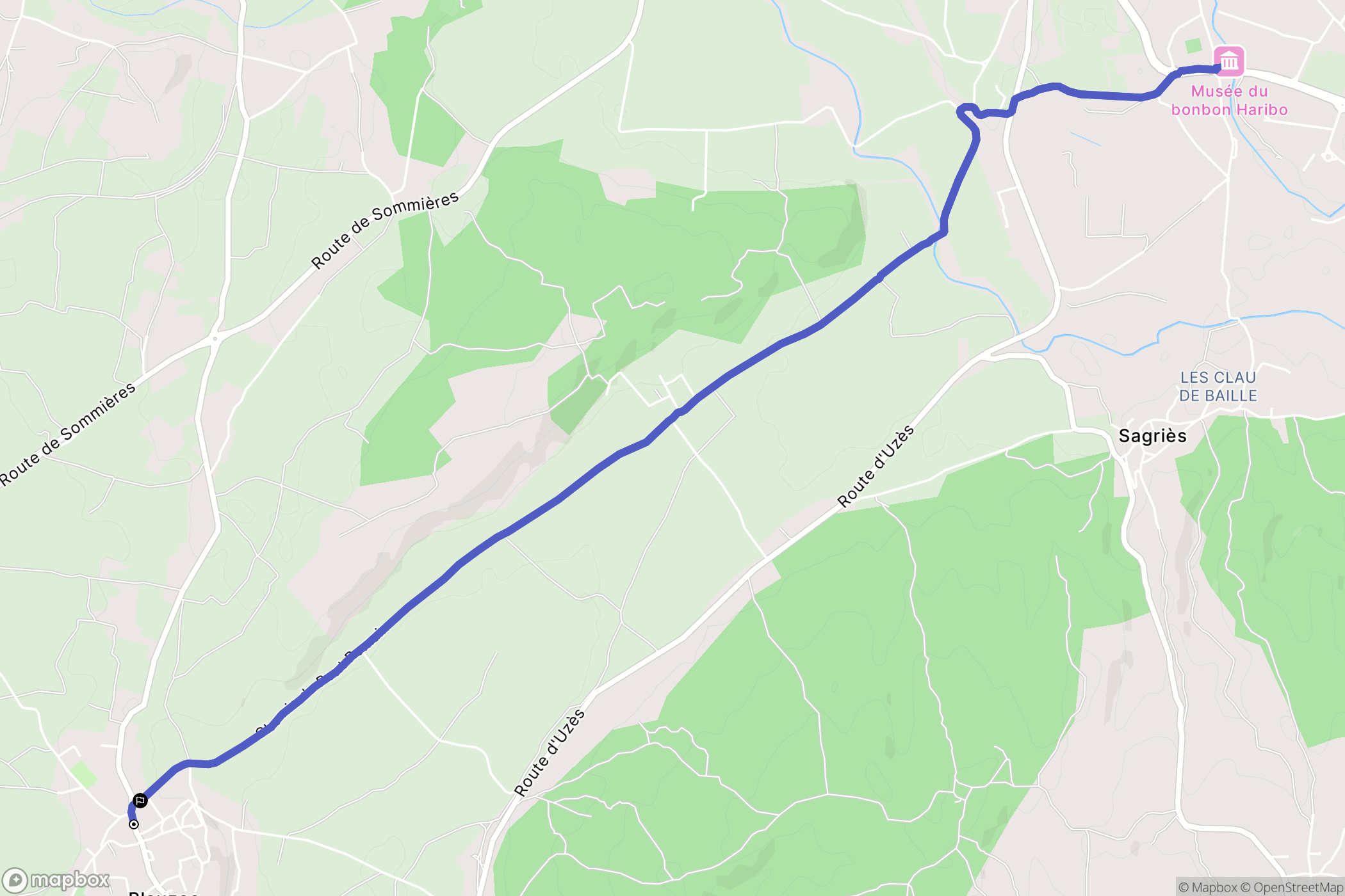 Blauzac : carte du parcours de randonnée - France