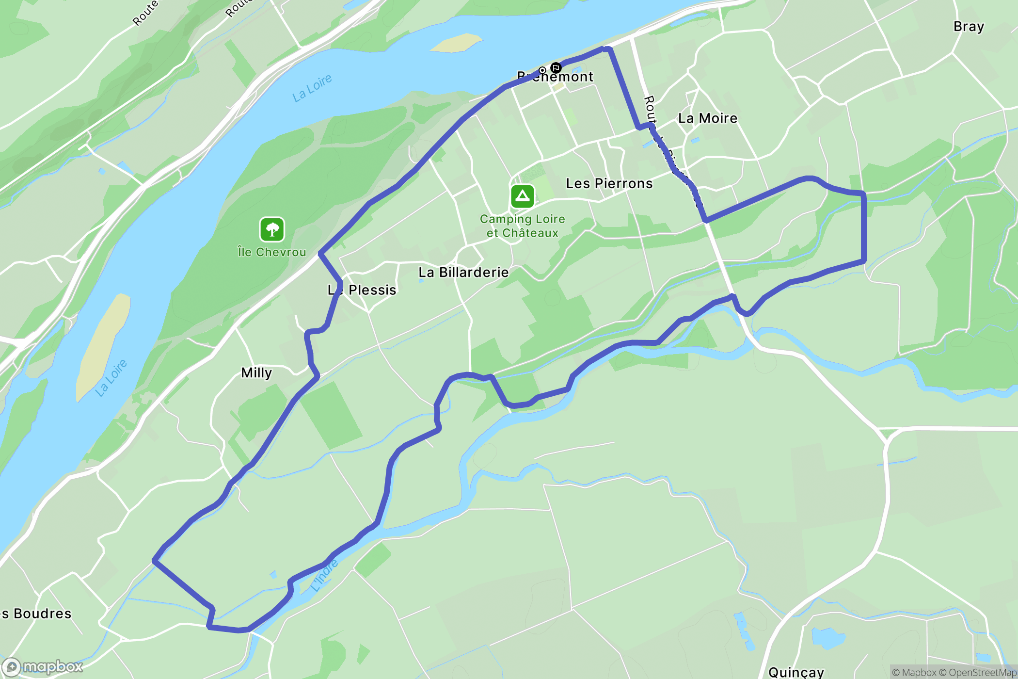 Bréhémont : carte du parcours de randonnée - France