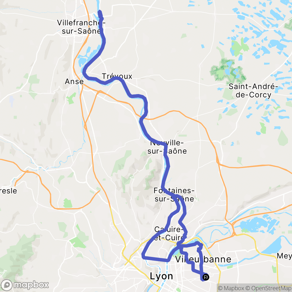 Villeurbanne : carte du parcours de randonnée - France