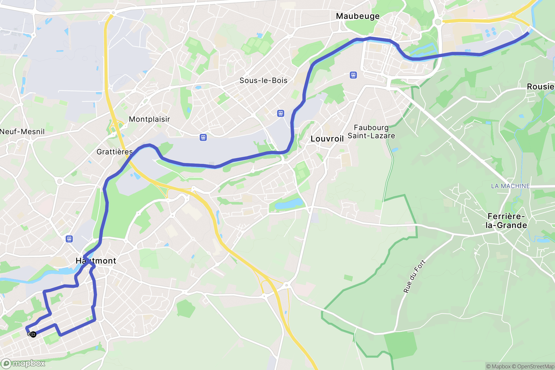Hautmont : carte du parcours de randonnée - France