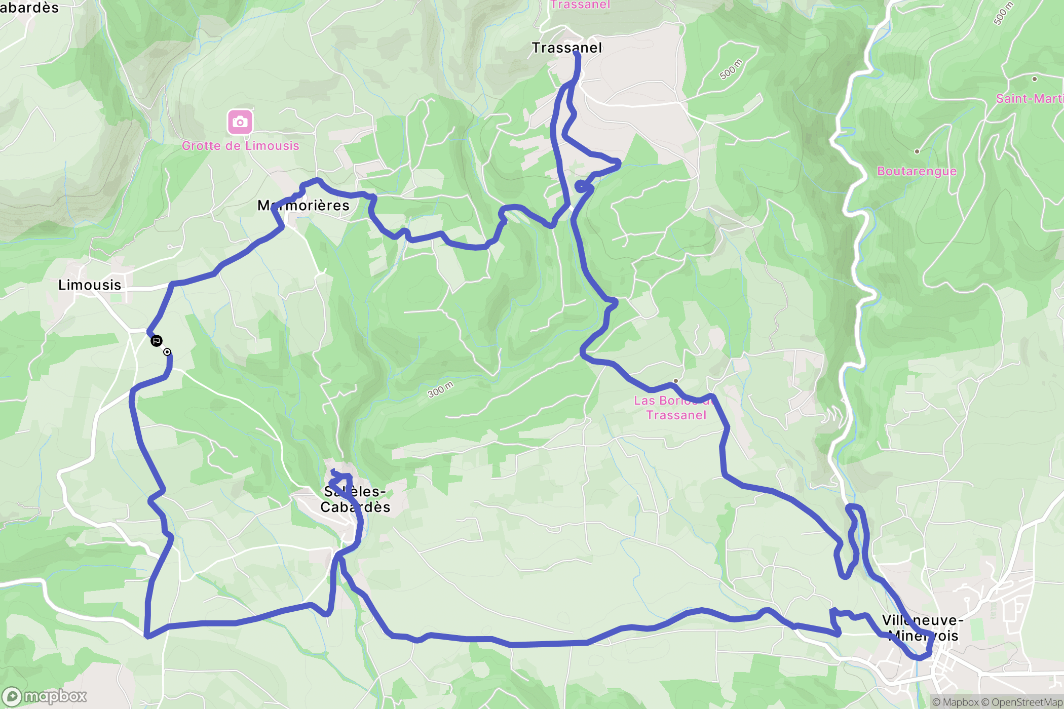 Limousis : carte du parcours de randonnée - France