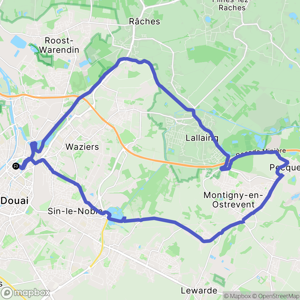Douai : carte du parcours de randonnée - France