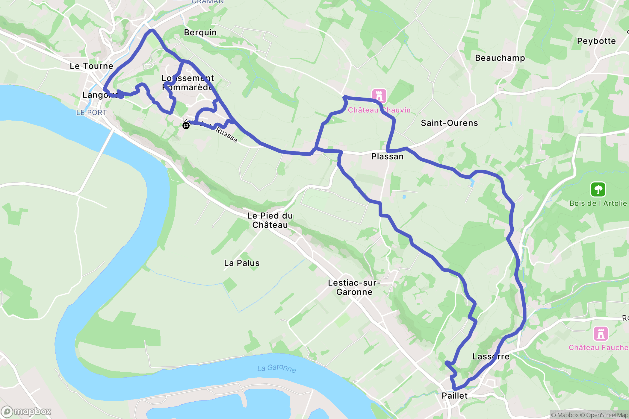 Langoiran : carte du parcours de randonnée - France