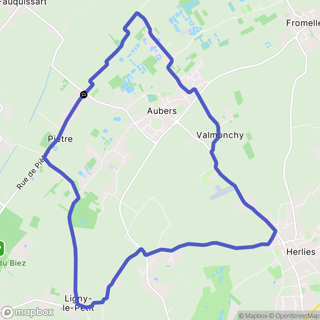 Aubers : carte du parcours de randonnée - France