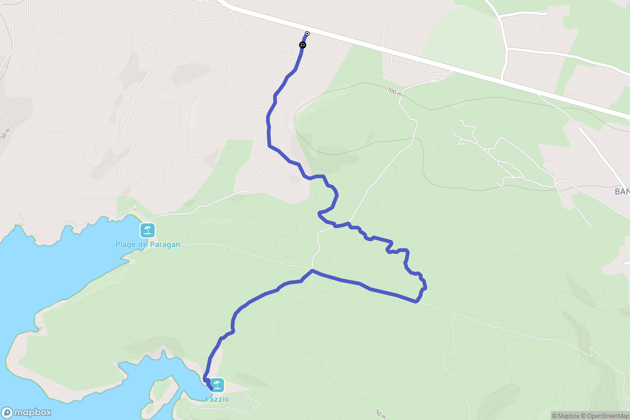 Bonifacio : carte du parcours de randonnée - France