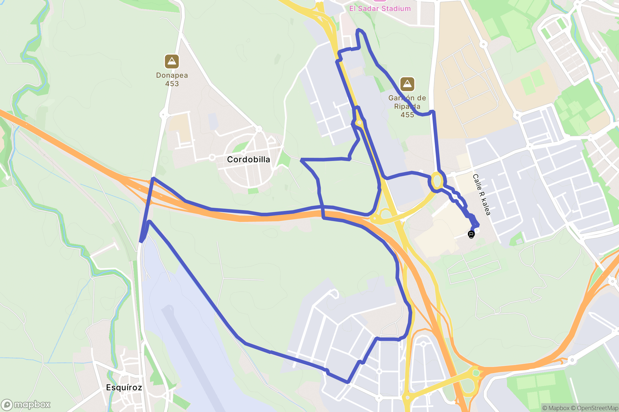 Cordovilla : carte du parcours de randonnée - Spain