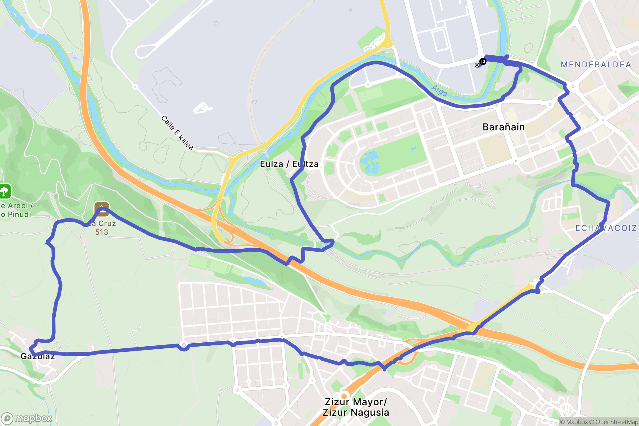 Pamplona : carte du parcours de randonnée - Spain