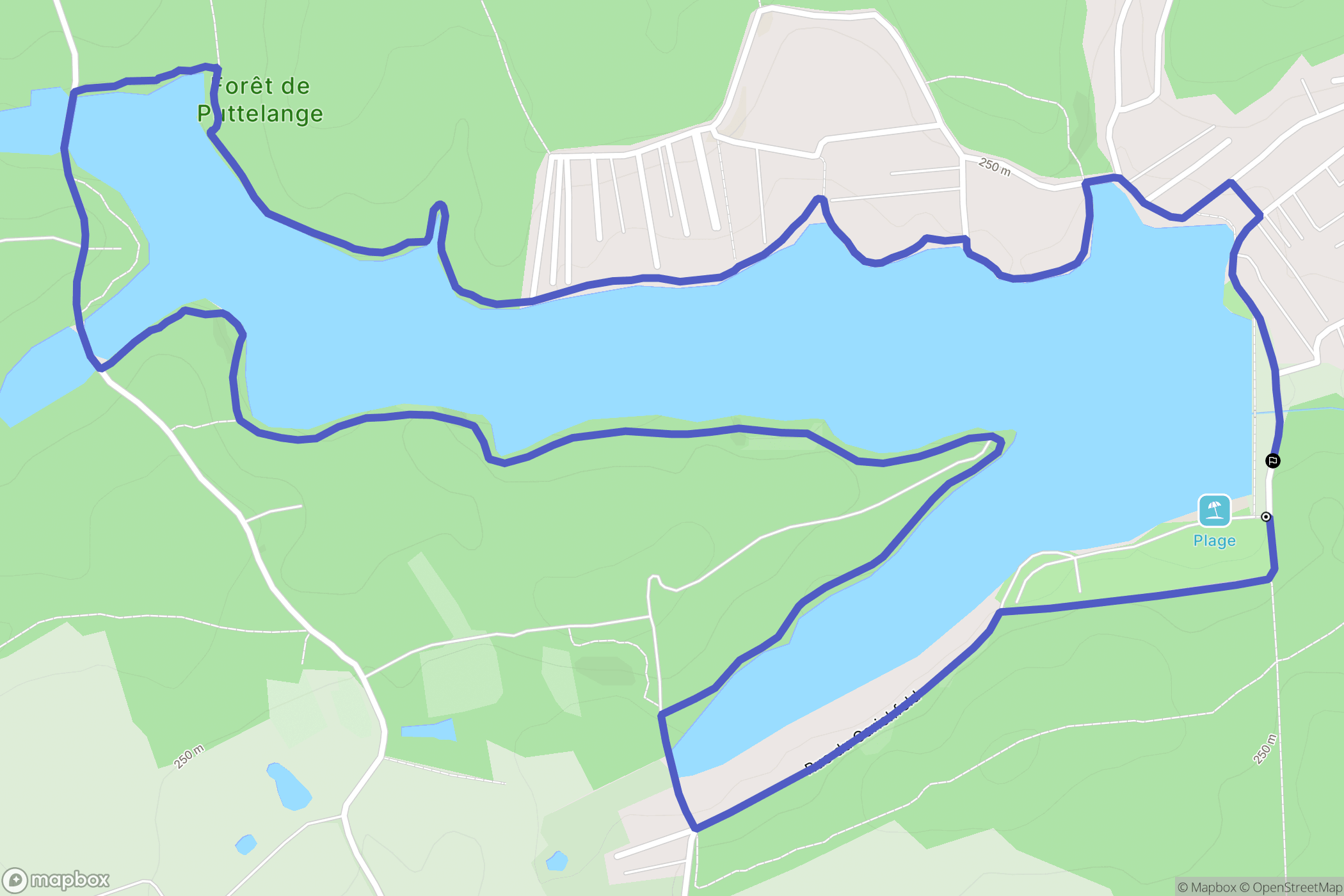 Puttelange-aux-Lacs : carte du parcours de randonnée - France