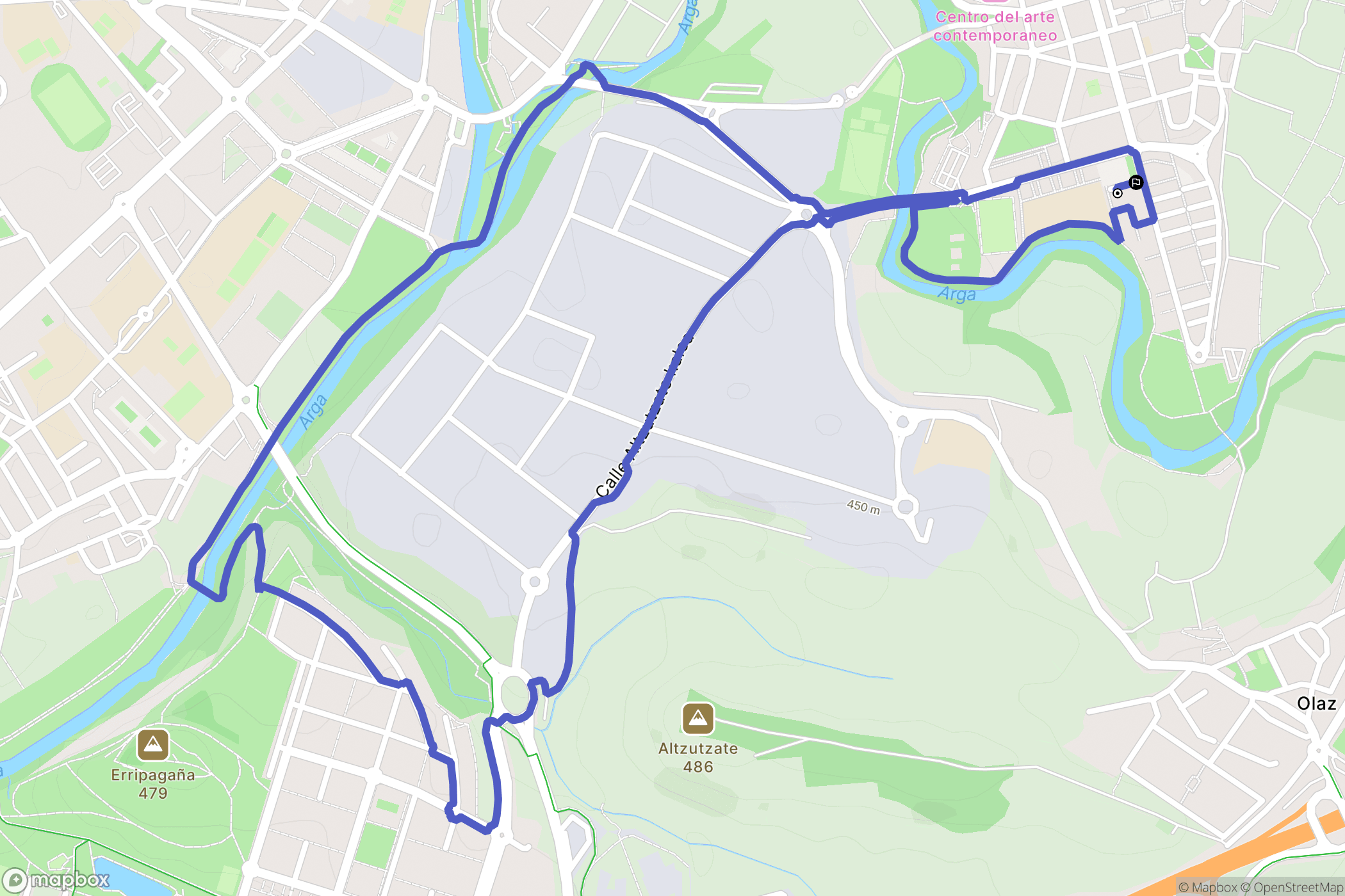 Huarte : carte du parcours de randonnée - Spain