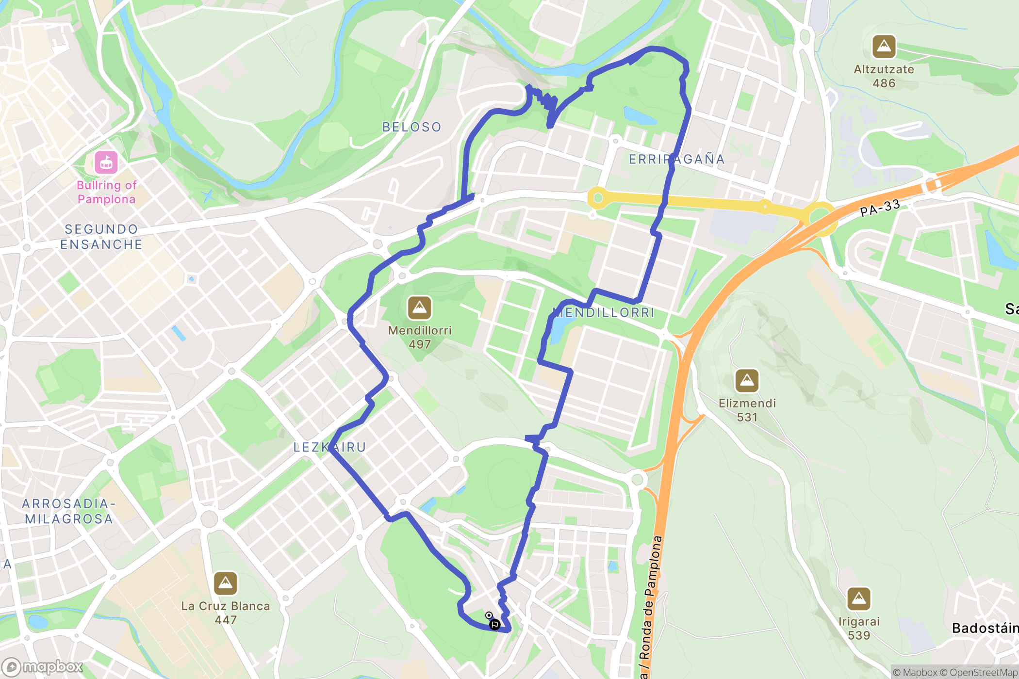 Mutilva Alta : carte du parcours de randonnée - Spain