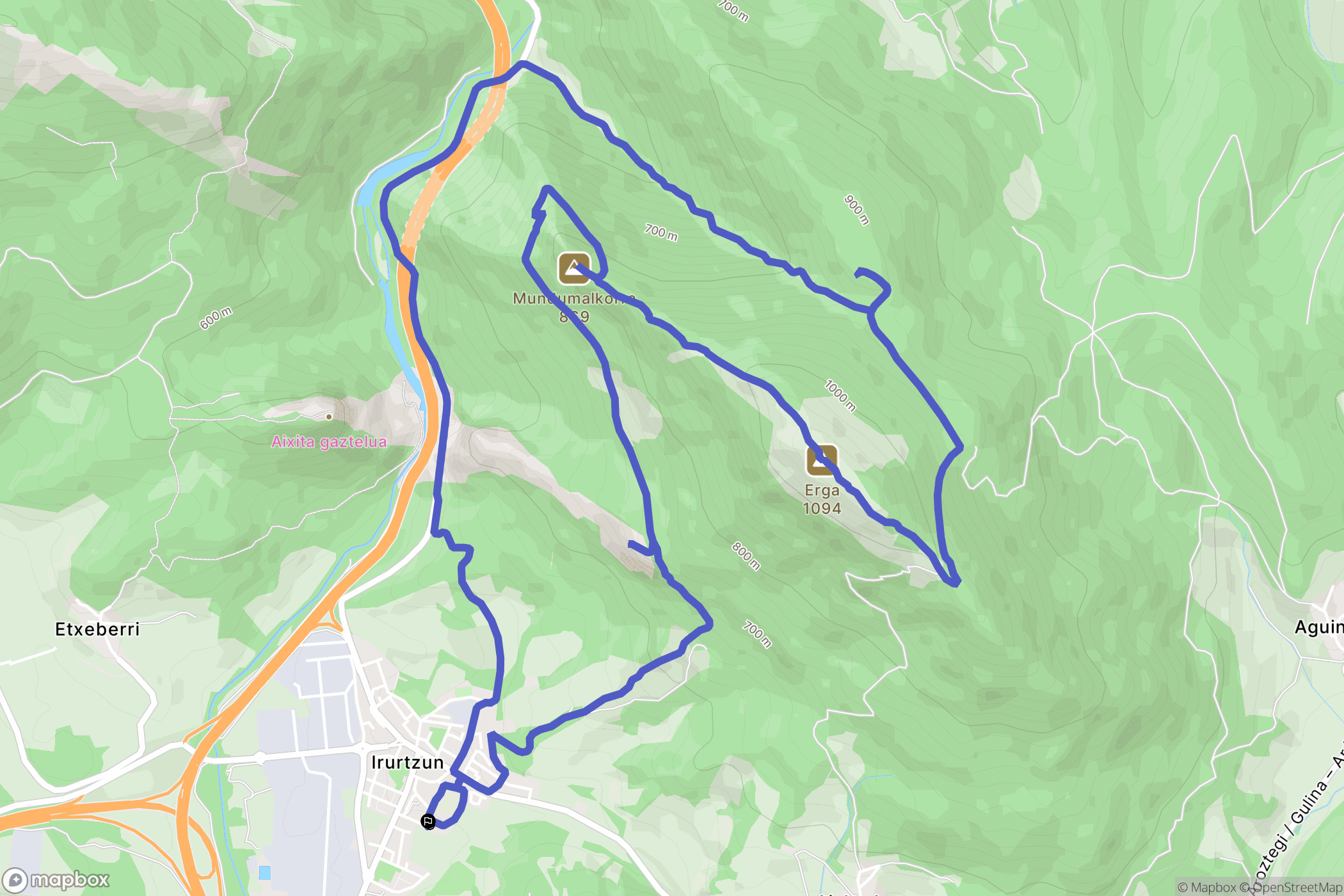 Irurtzun : carte du parcours de randonnée - Spain