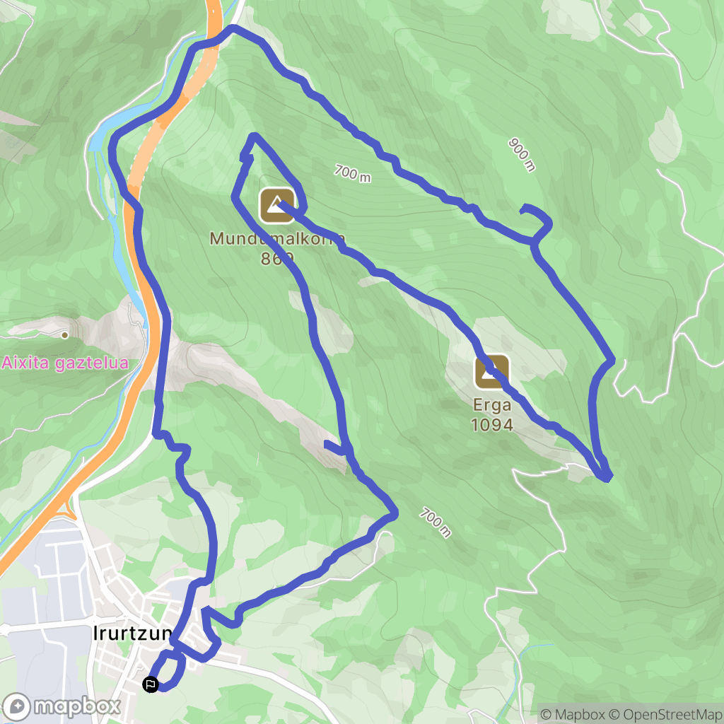 Irurtzun : carte du parcours de randonnée - Spain