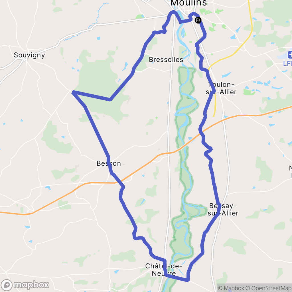Yzeure : carte du parcours de randonnée - France