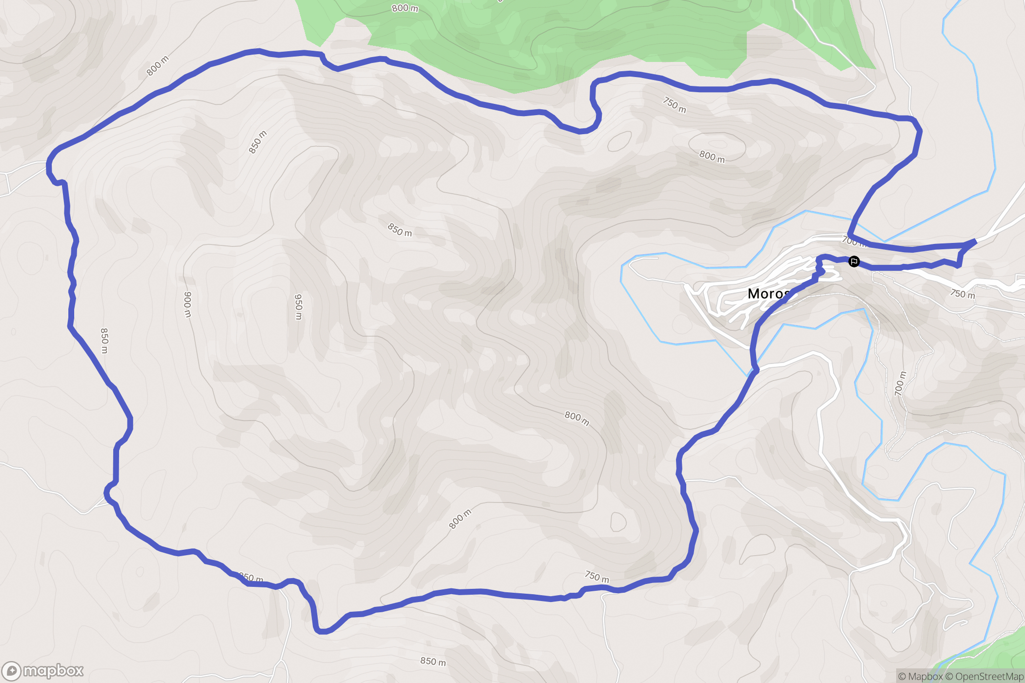 Moros : carte du parcours de randonnée - Spain
