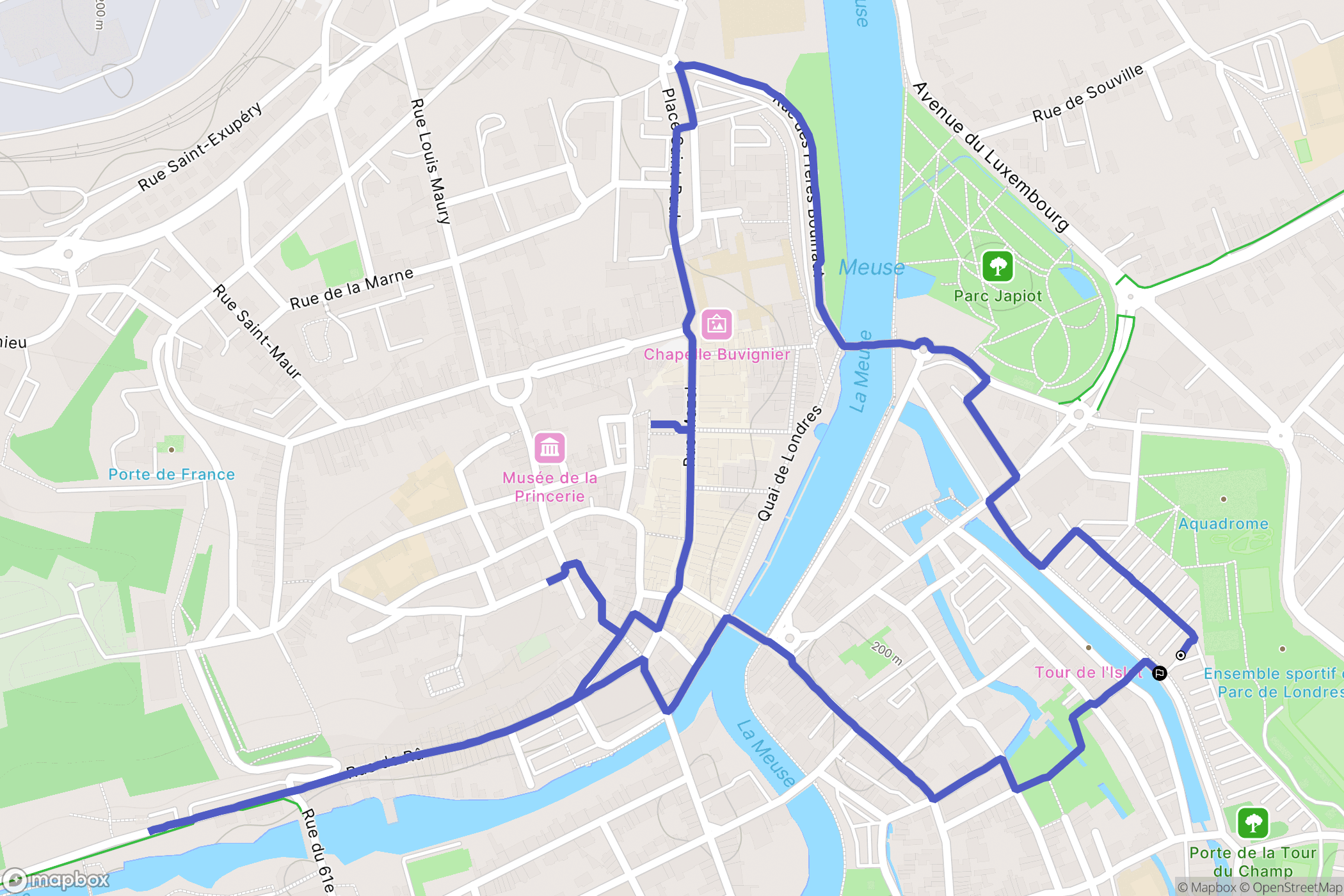 Verdun : carte du parcours de randonnée - France