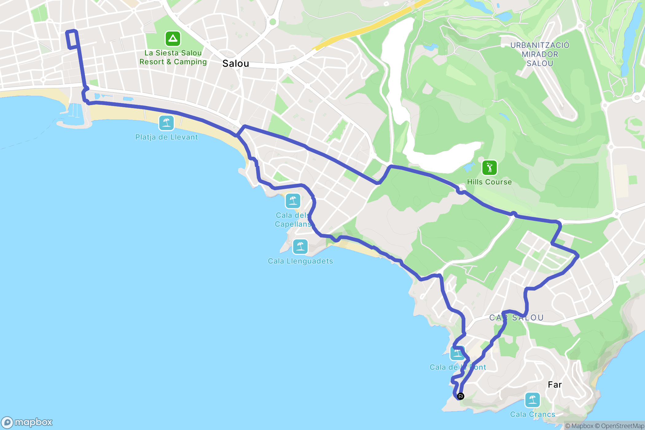 Salou : carte du parcours de randonnée - Spain