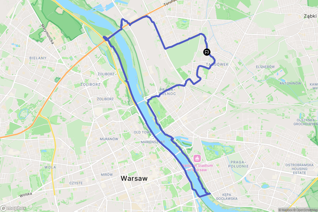 Warszawa: mapa trasy - Poland