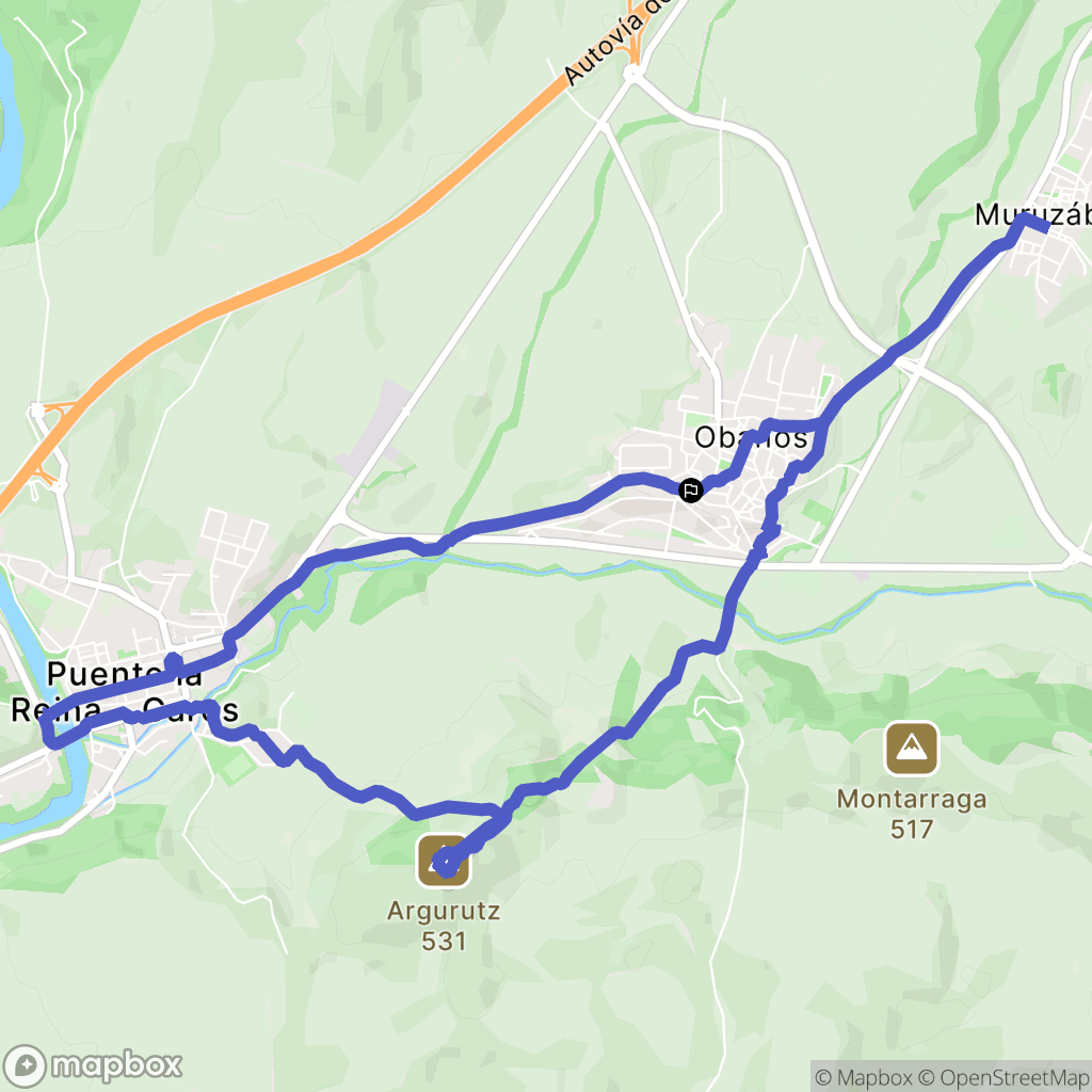 Obanos : carte du parcours de randonnée - Spain