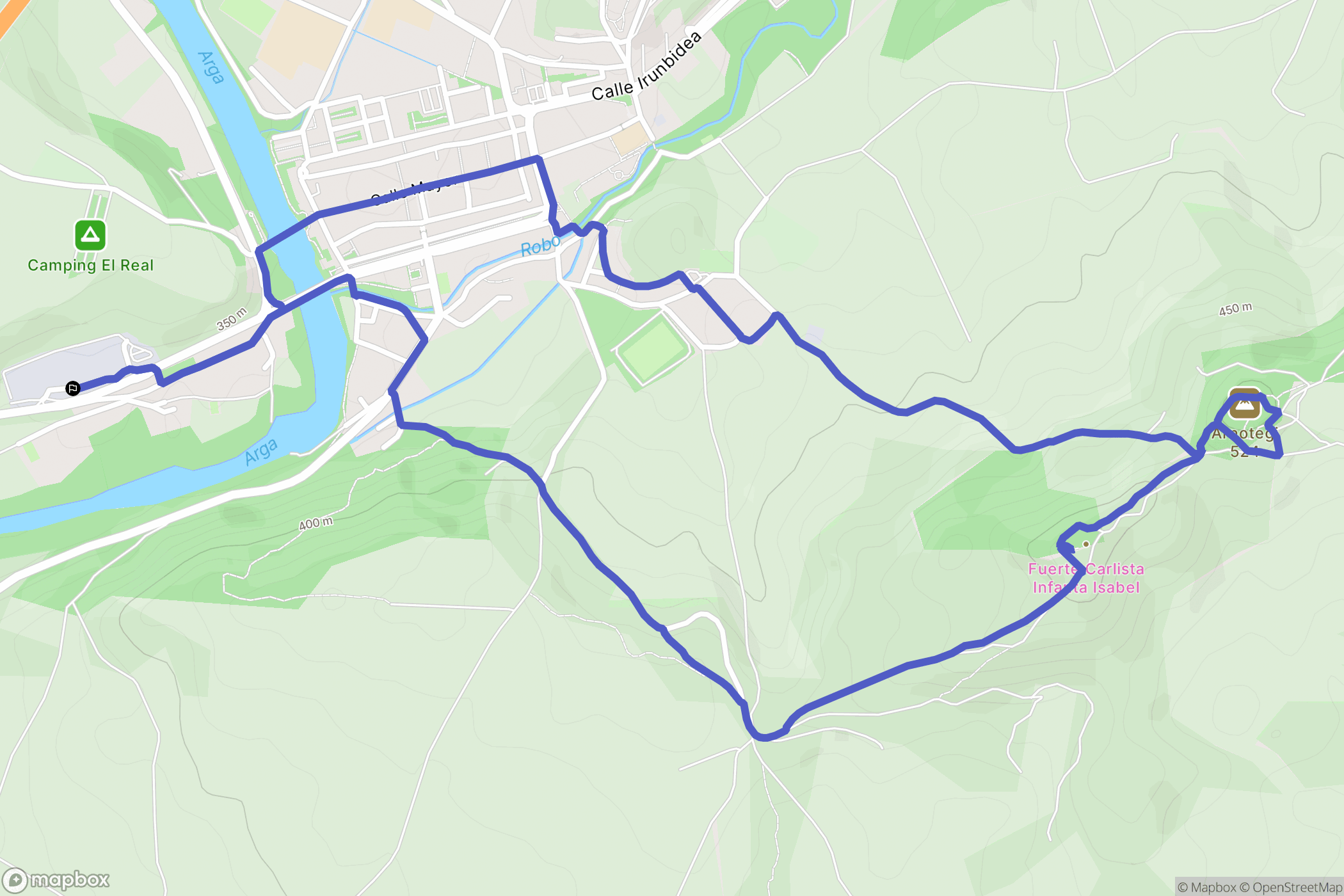 Puente la Reina : carte du parcours de randonnée - Spain