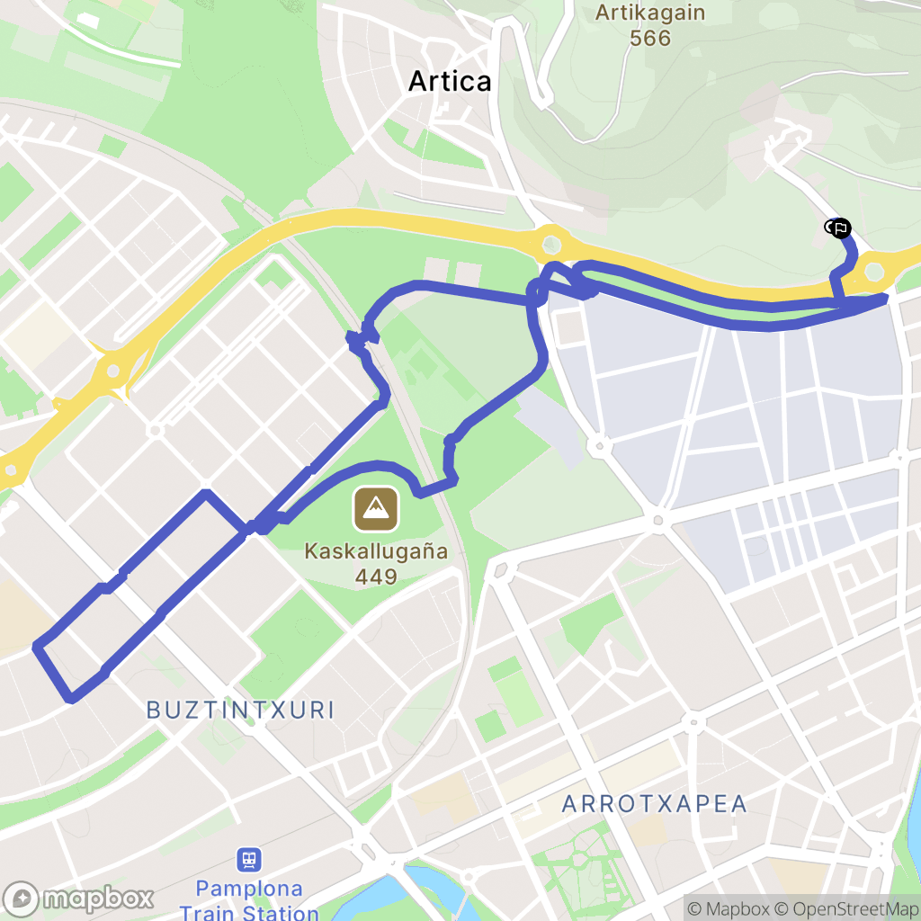 Ansoáin : carte du parcours de randonnée - Spain