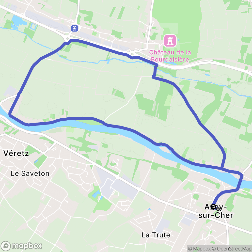 Azay-sur-Cher : carte du parcours de randonnée - France