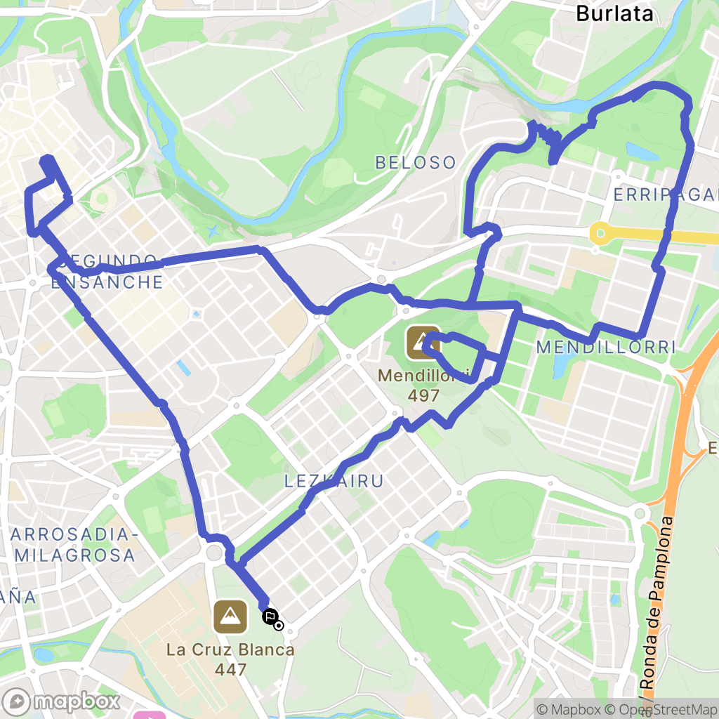 Pamplona : carte du parcours de randonnée - Spain