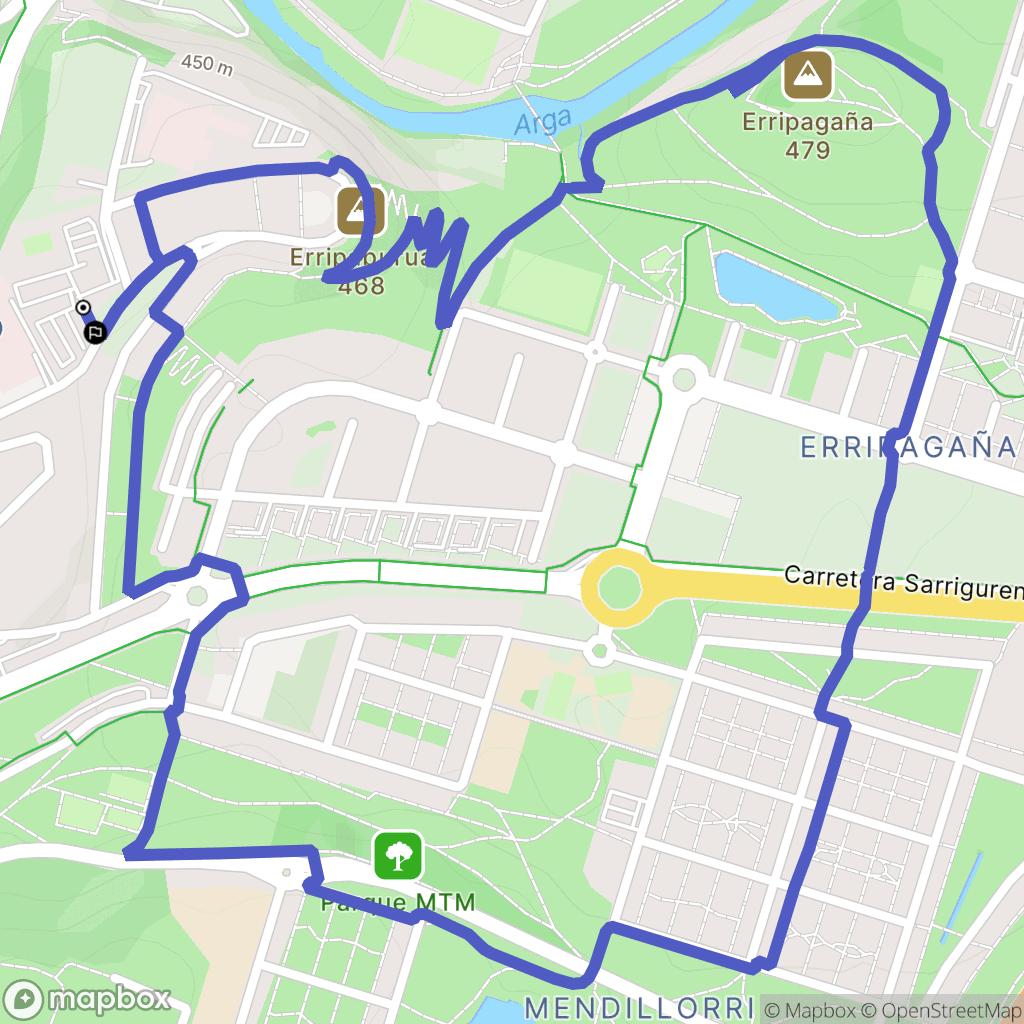 Pamplona : carte du parcours de randonnée - Spain