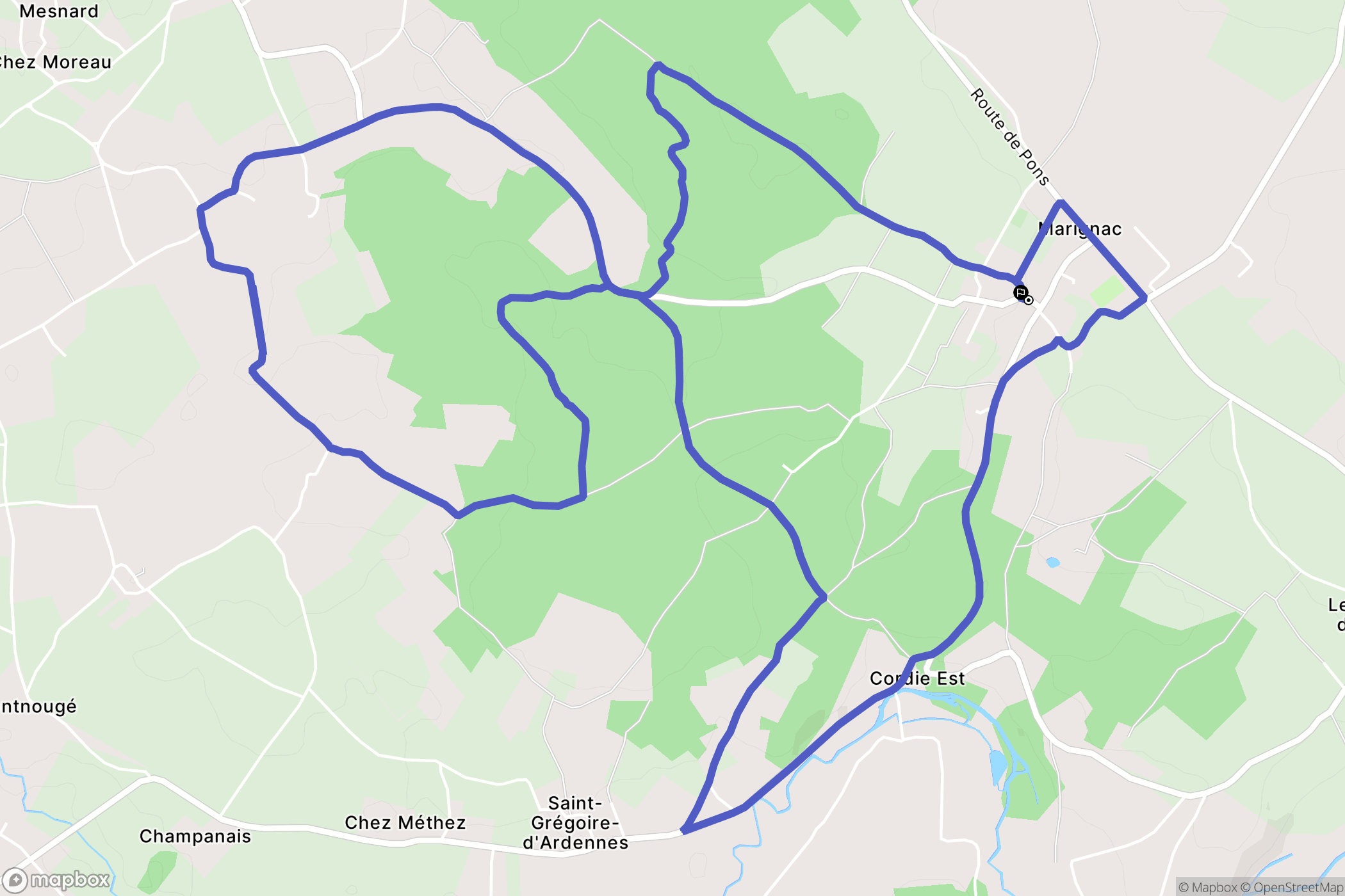 Marignac : carte du parcours de randonnée - France