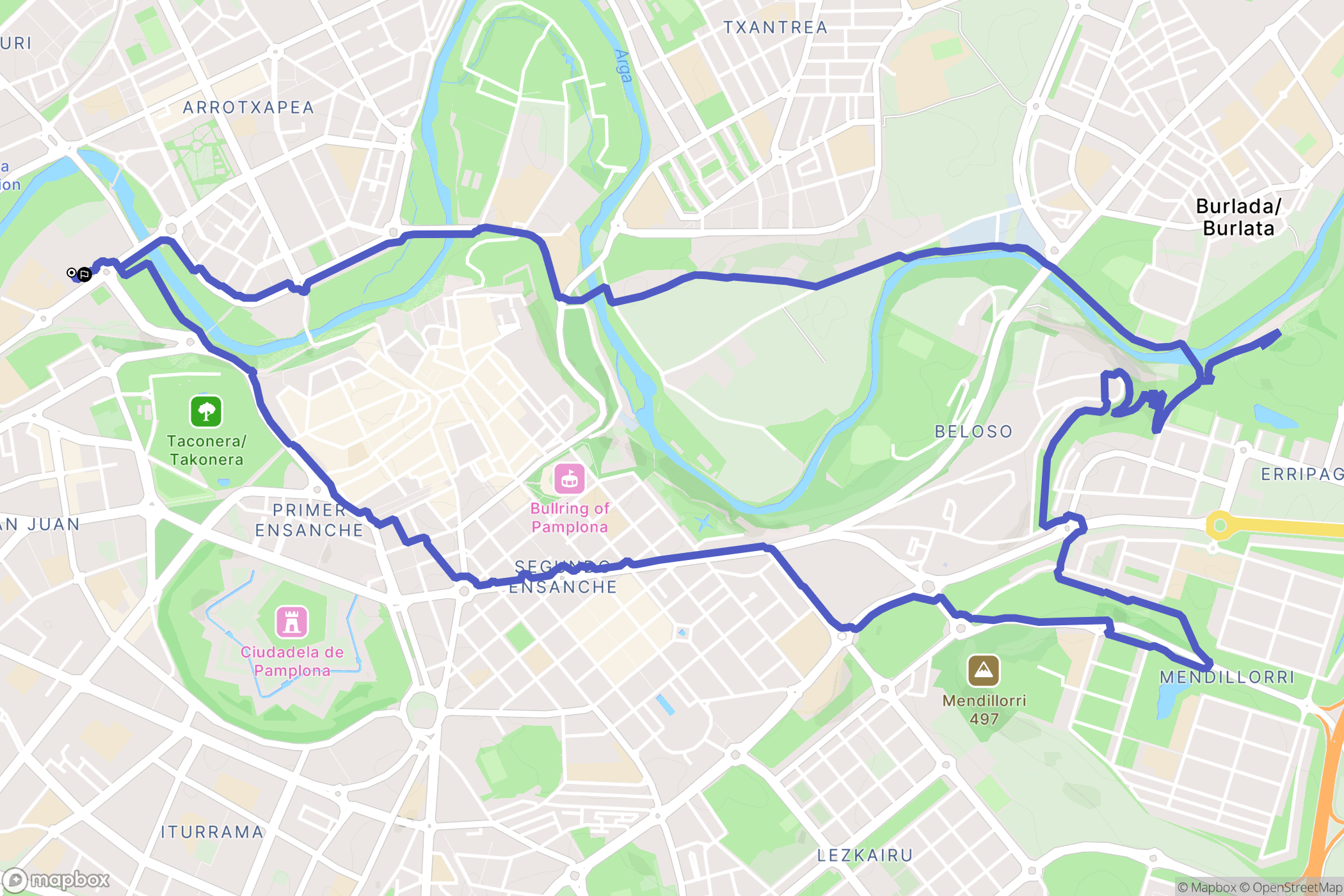 Pamplona : carte du parcours de randonnée - Spain