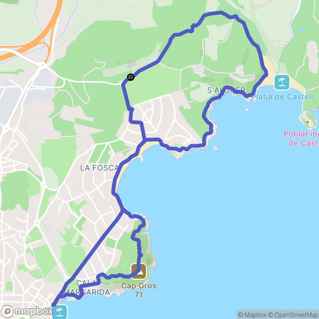 Palamós : carte du parcours de randonnée - Spain