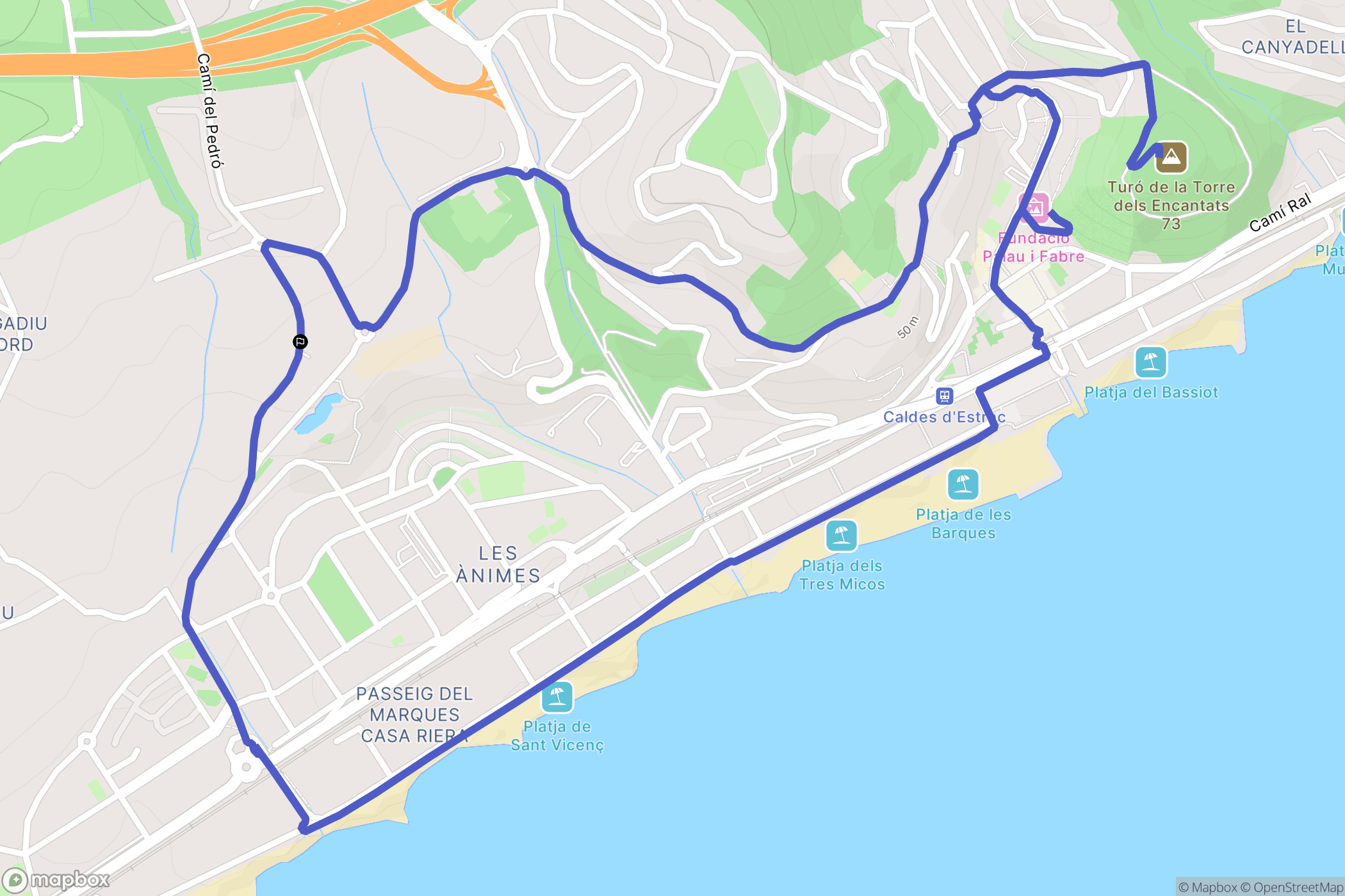Sant Vicenç de Montalt : carte du parcours de randonnée - Spain