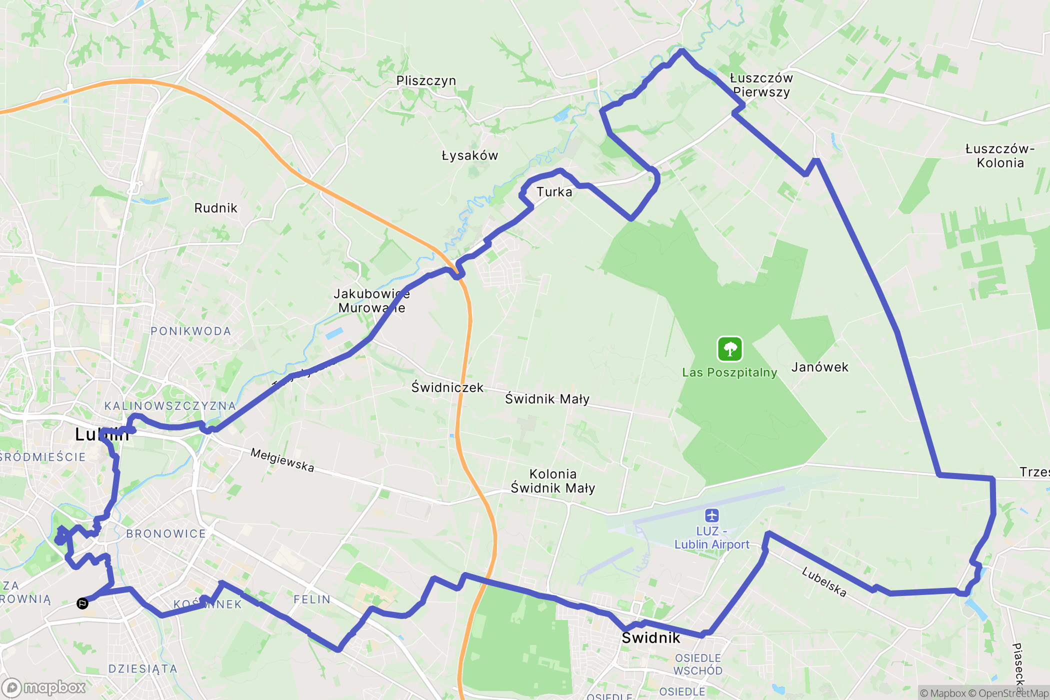 Lublin: mapa trasy - Poland