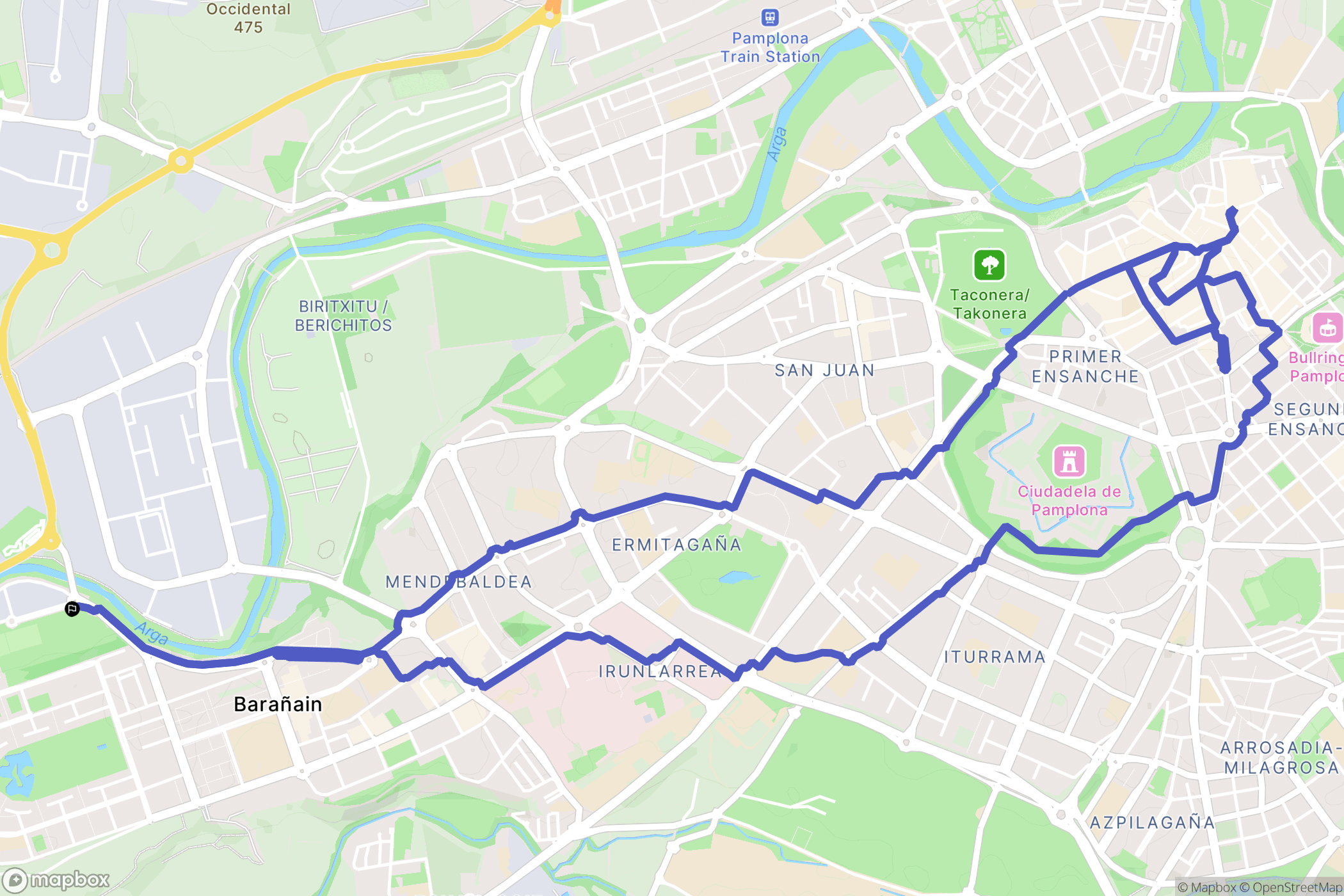 Barañáin : carte du parcours de randonnée - Spain