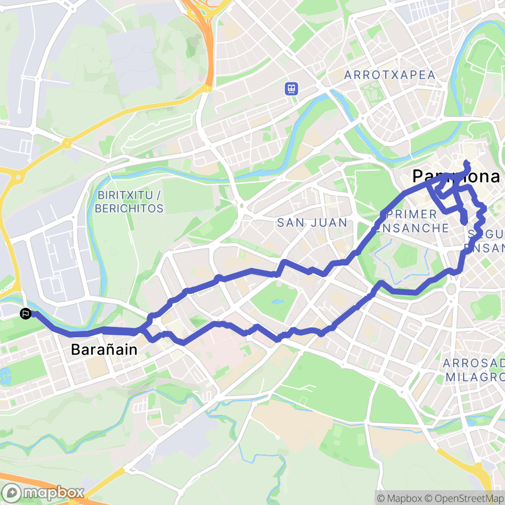 Barañáin : carte du parcours de randonnée - Spain
