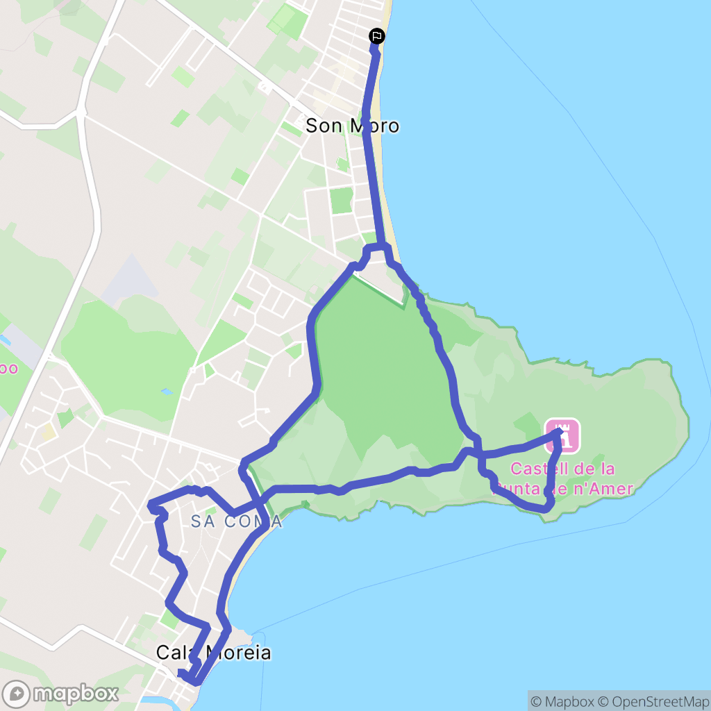Cala Millor : carte du parcours de randonnée - Spain