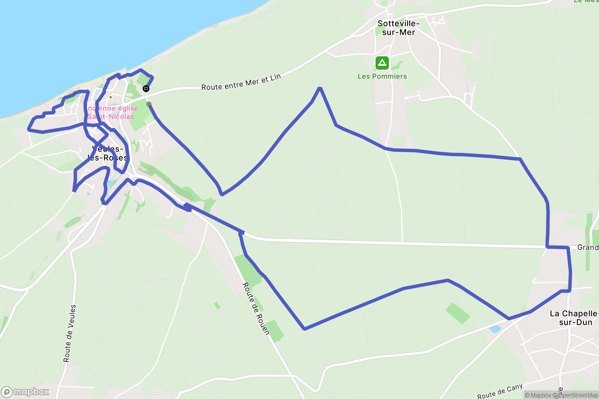 Veules-les-Roses : carte du parcours de randonnée - France
