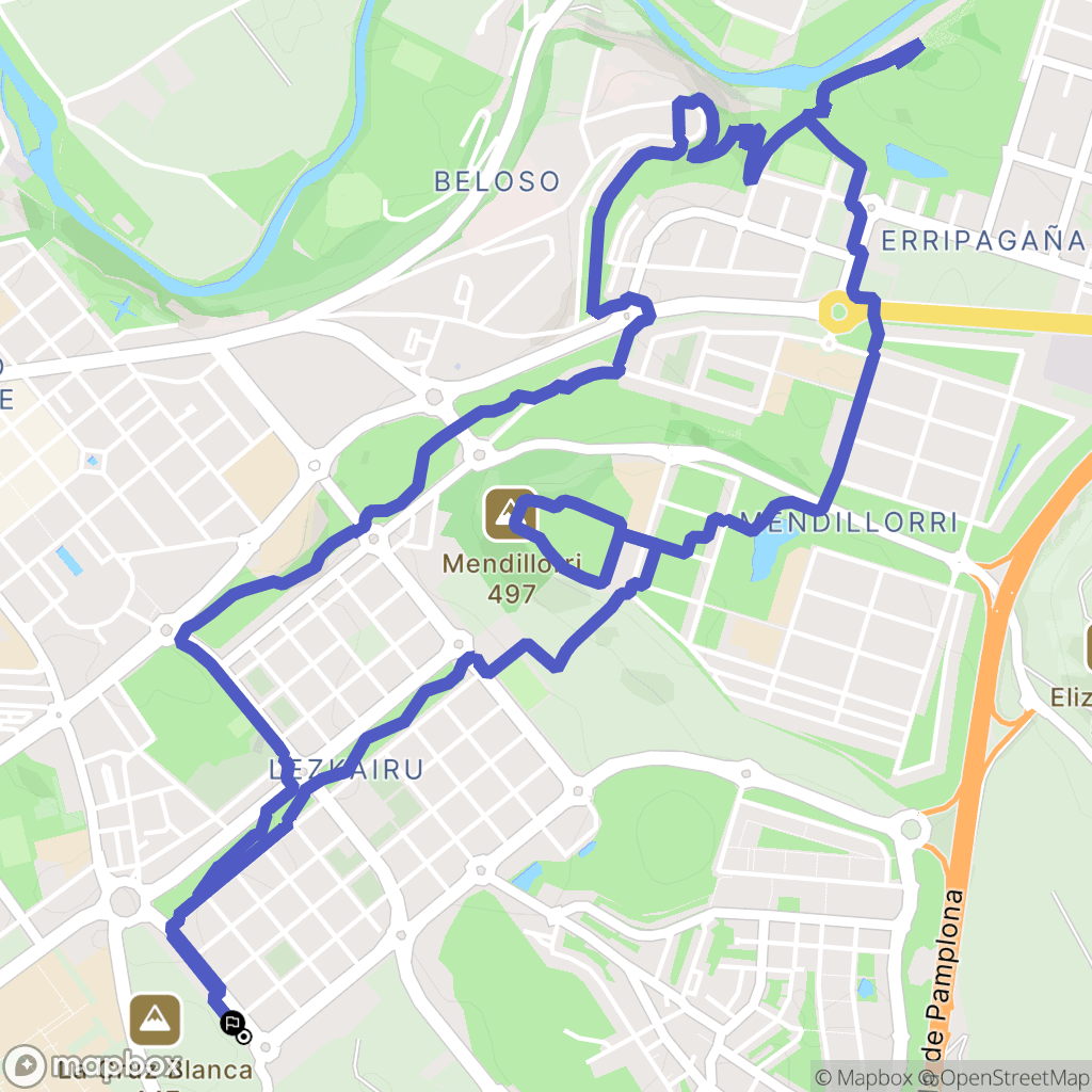 Pamplona : carte du parcours de randonnée - Spain