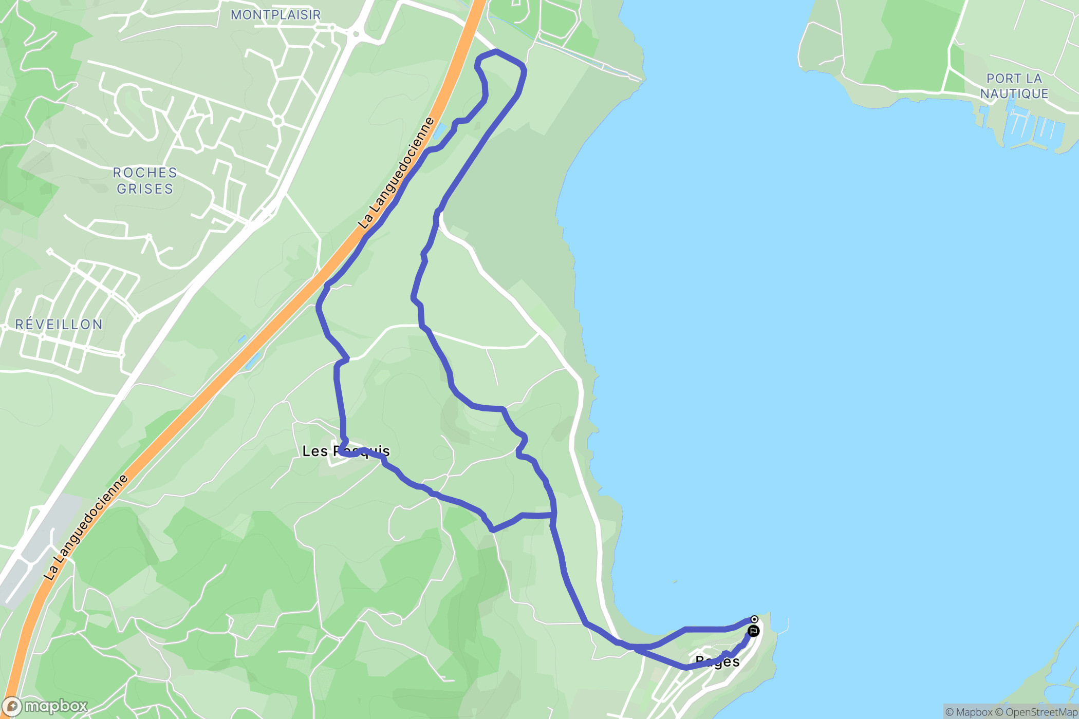 Bages : carte du parcours de randonnée - France