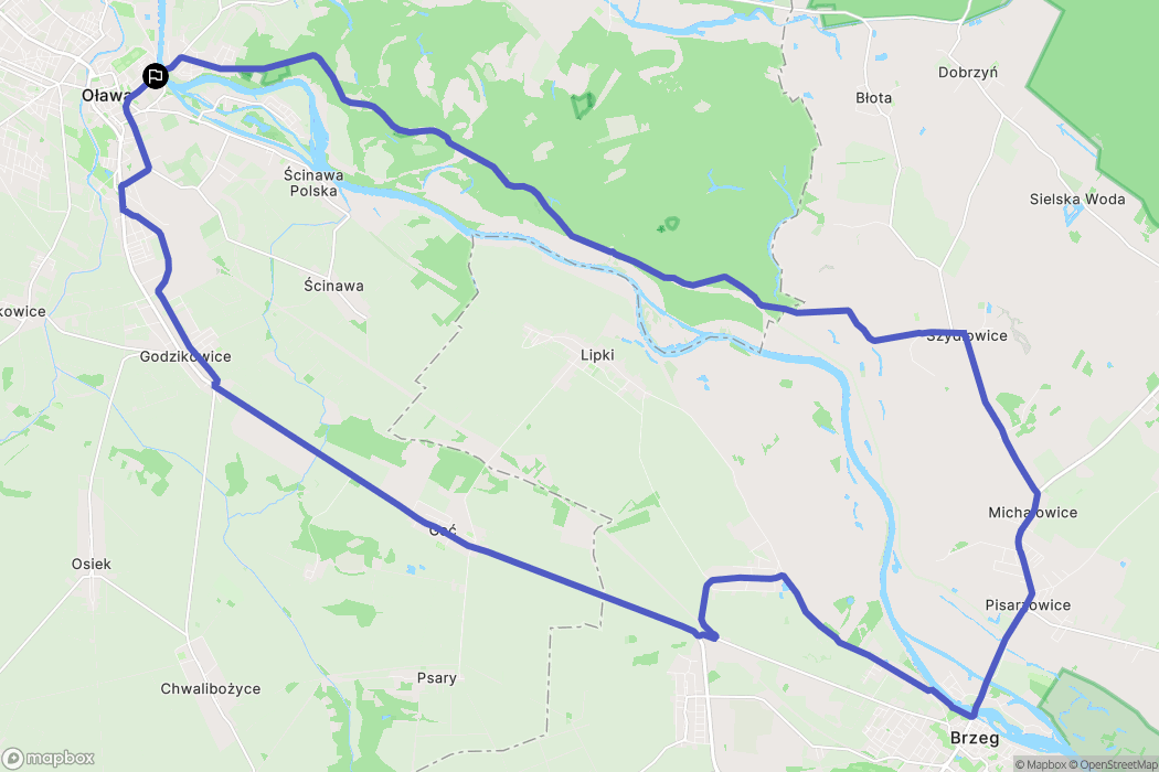 Oława: mapa trasy - Poland