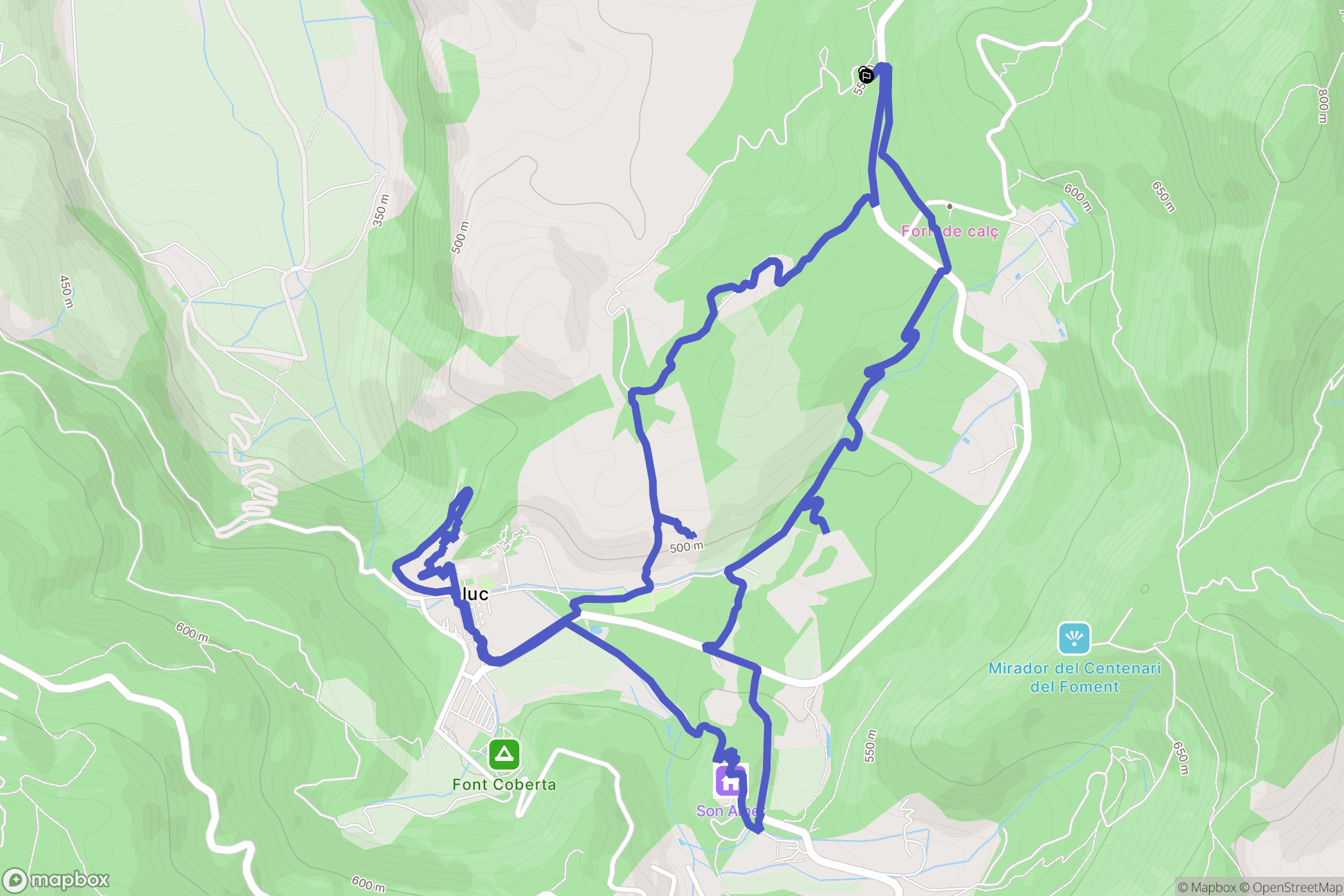 Escorca : carte du parcours de randonnée - Spain