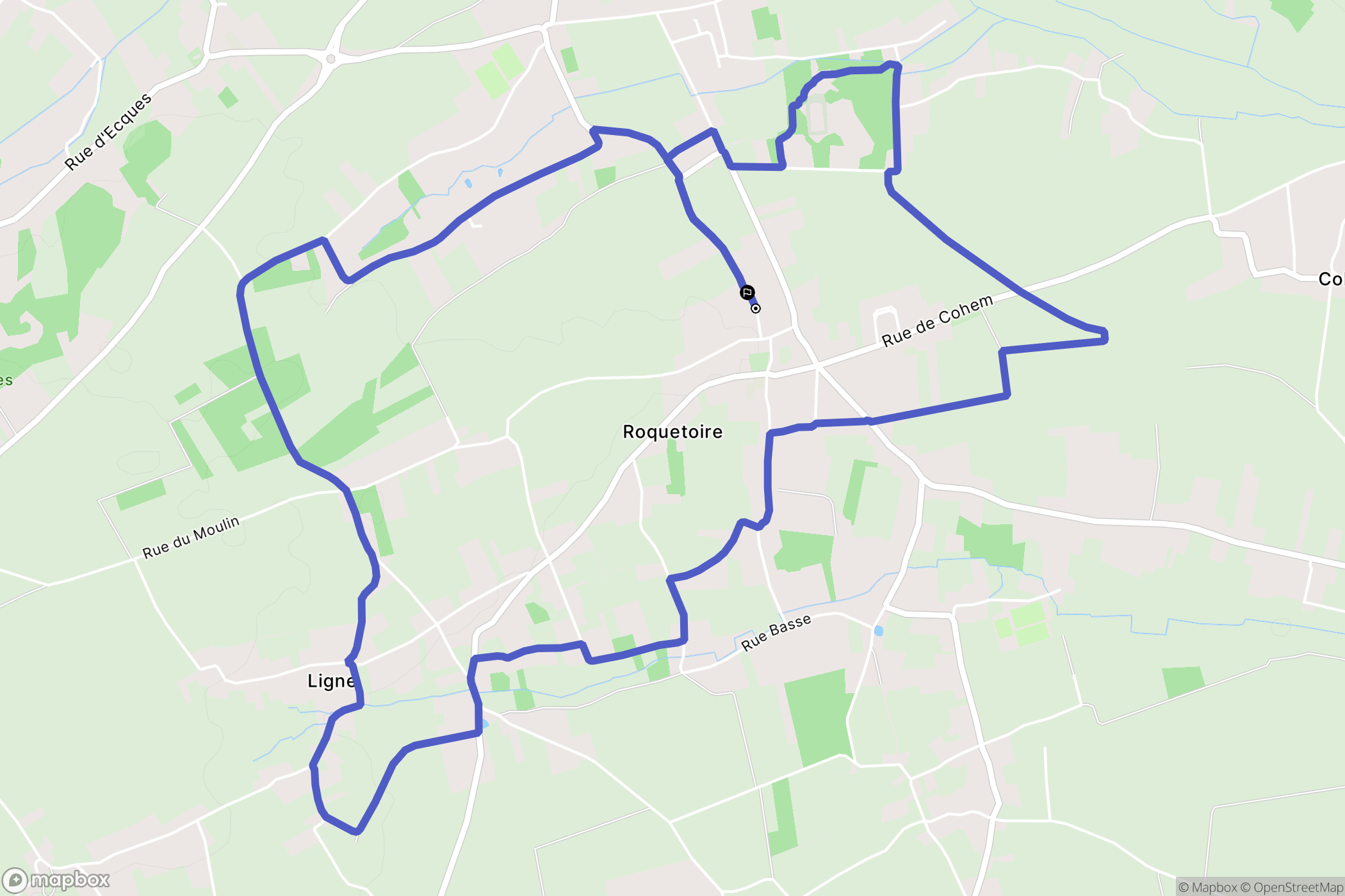 Roquetoire : carte du parcours de randonnée - France