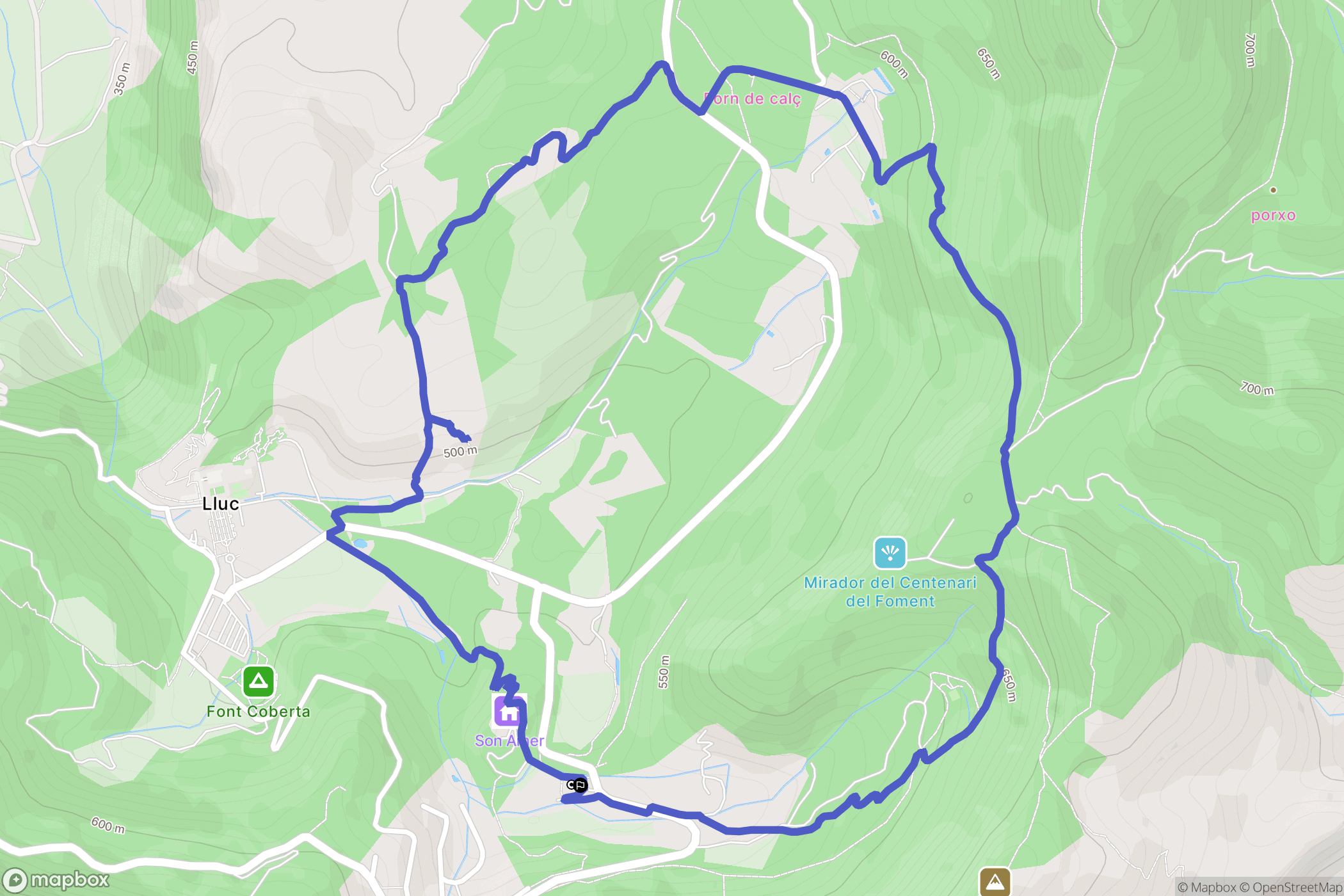 Escorca : carte du parcours de randonnée - Spain