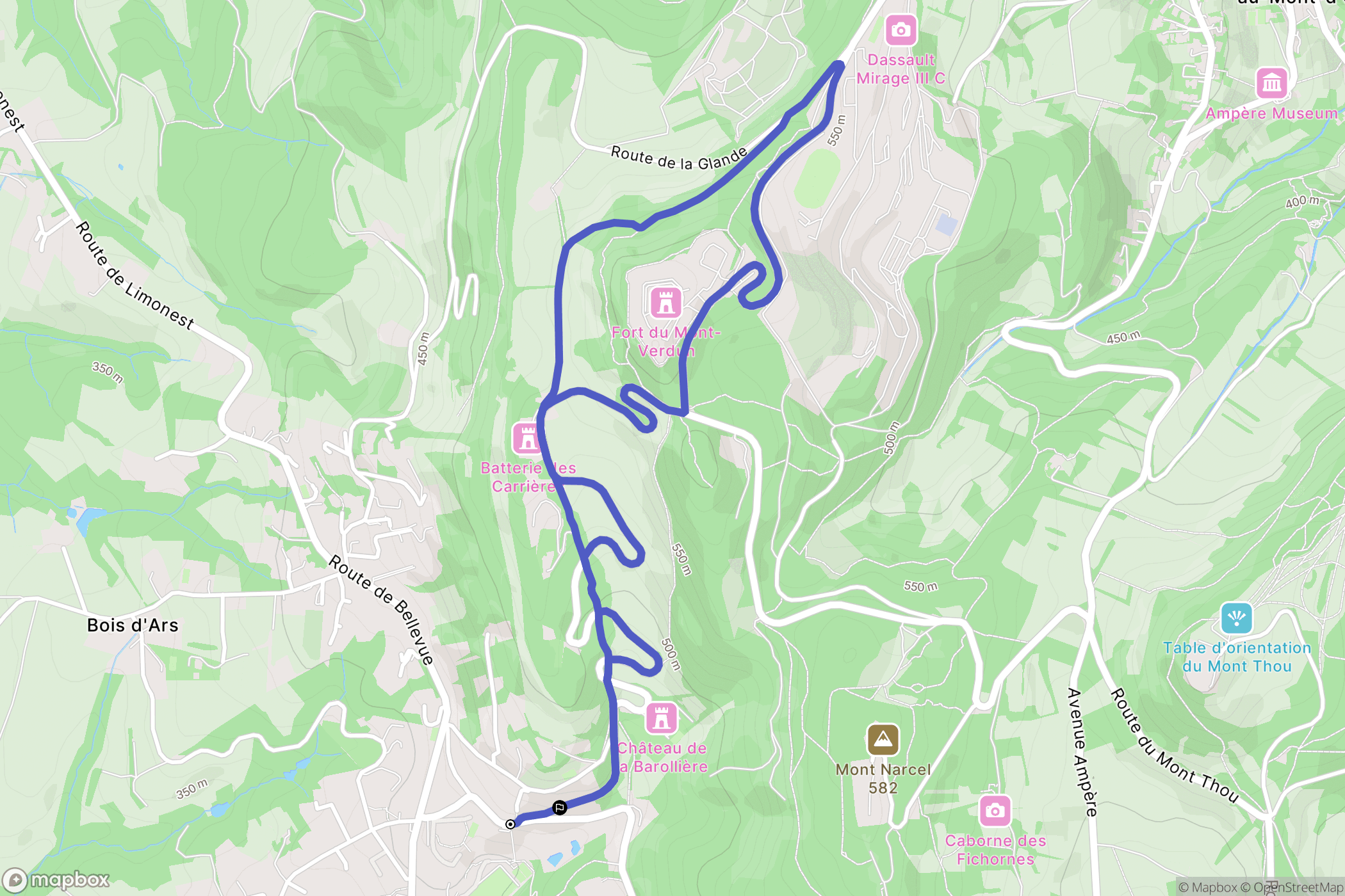 Limonest : carte du parcours de randonnée - France