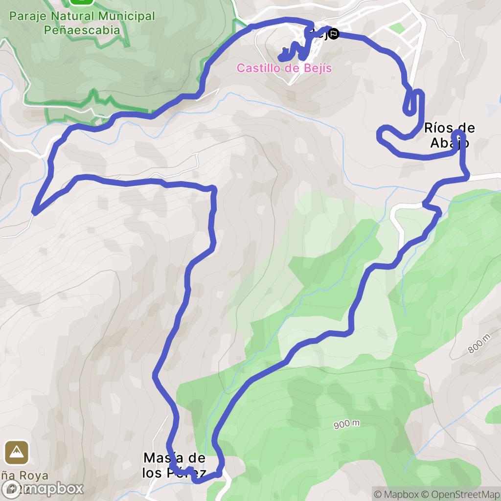 Bejís : carte du parcours de randonnée - Spain