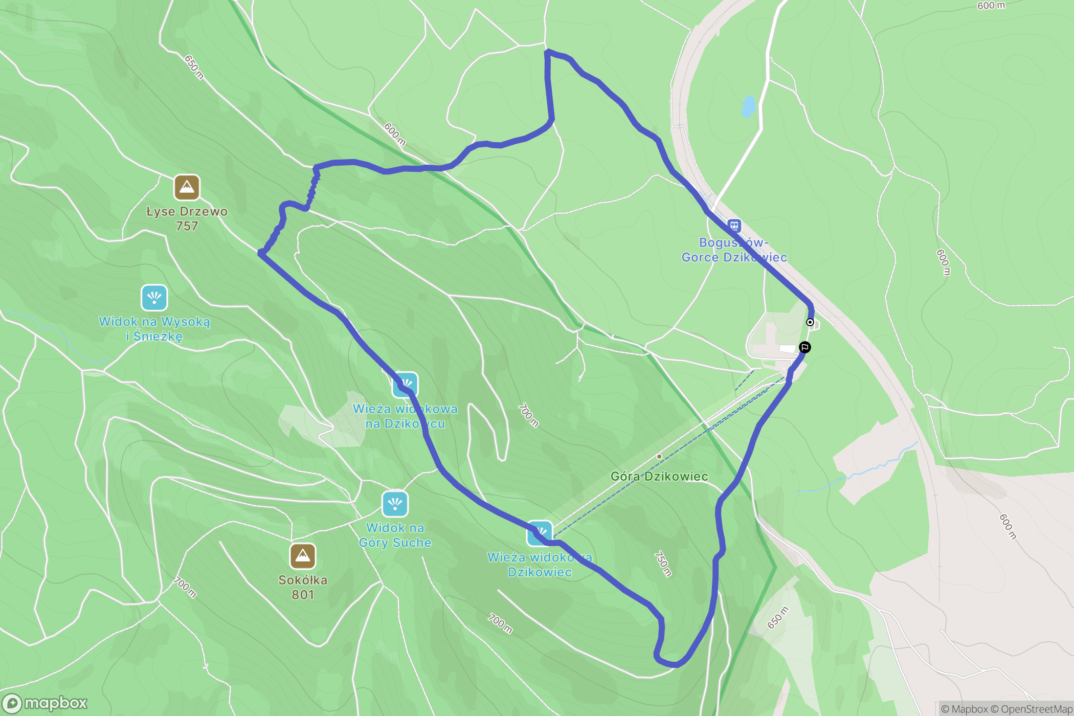 Boguszów-Gorce: mapa trasy - Poland