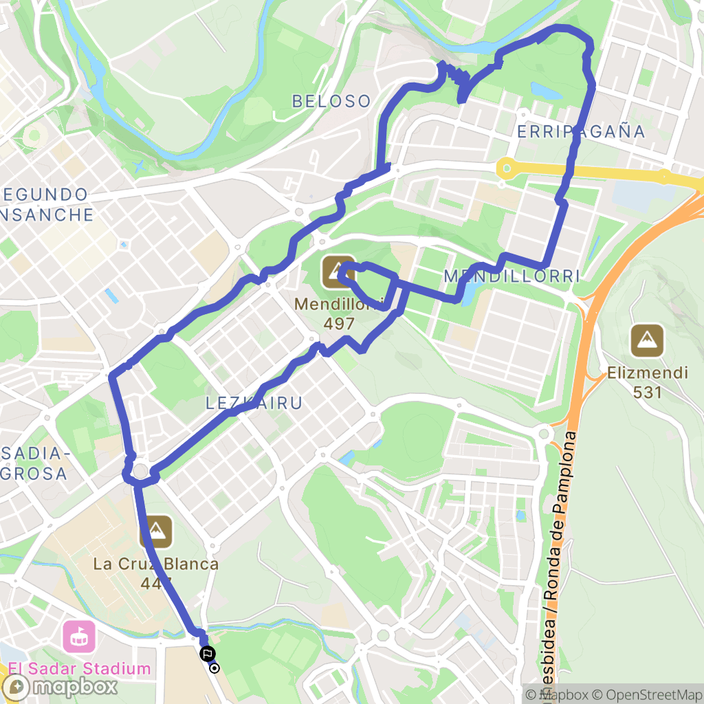 Pamplona : carte du parcours de randonnée - Spain