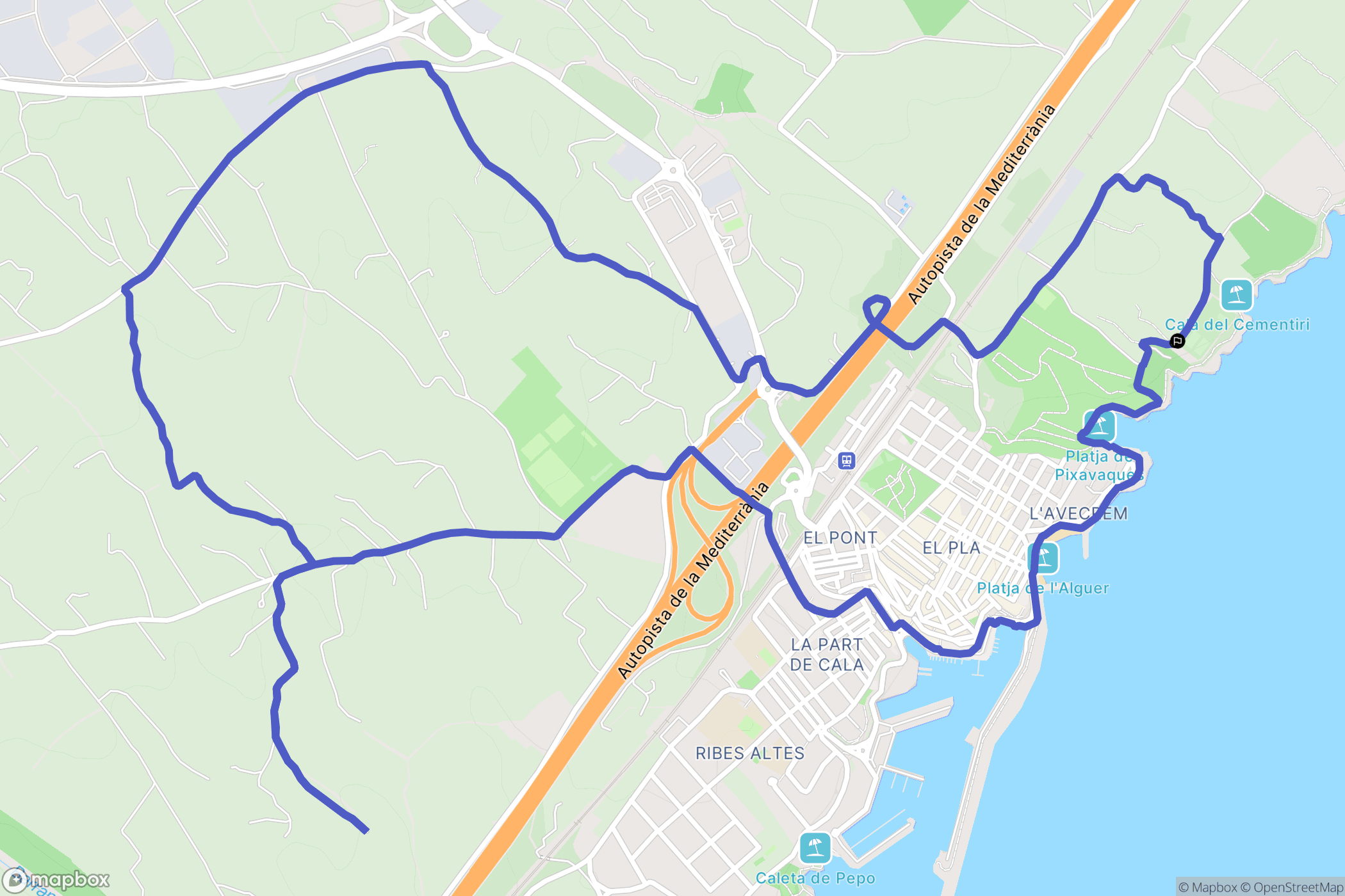 L'Ametlla de Mar : carte du parcours de randonnée - Spain