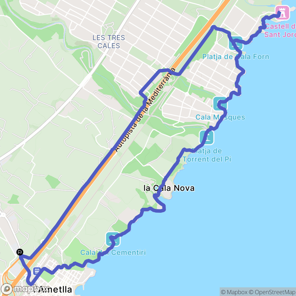 L'Ametlla de Mar : carte du parcours de randonnée - Spain